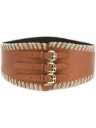 Orciani Triple Buckle Wide Belt, Women's, Size: 75, Brown, Leather/metal