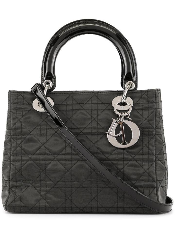 Christian Dior Vintage Lady Dior Cannage 2way Hand Bag - Black