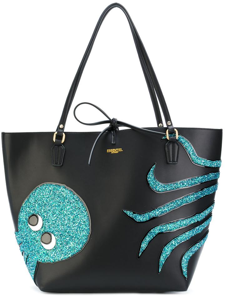 Essentiel Antwerp - Octopus Embroidered Shoulder Bag - Women - Leather/pvc - One Size, Black, Leather/pvc