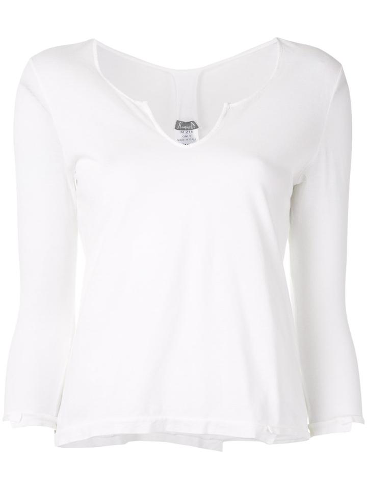 Kristensen Du Nord - Cropped V-neck Top - Women - Cotton - 1, White, Cotton