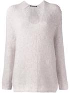 Luisa Cerano V Neck Long Jumper, Women's, Size: 36, Nude/neutrals, Polyamide/spandex/elastane/mohair/merino