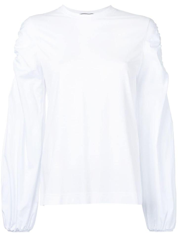 Co-mun Elasticated Cuffs T-shirt - White