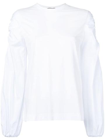 Co-mun Elasticated Cuffs T-shirt - White