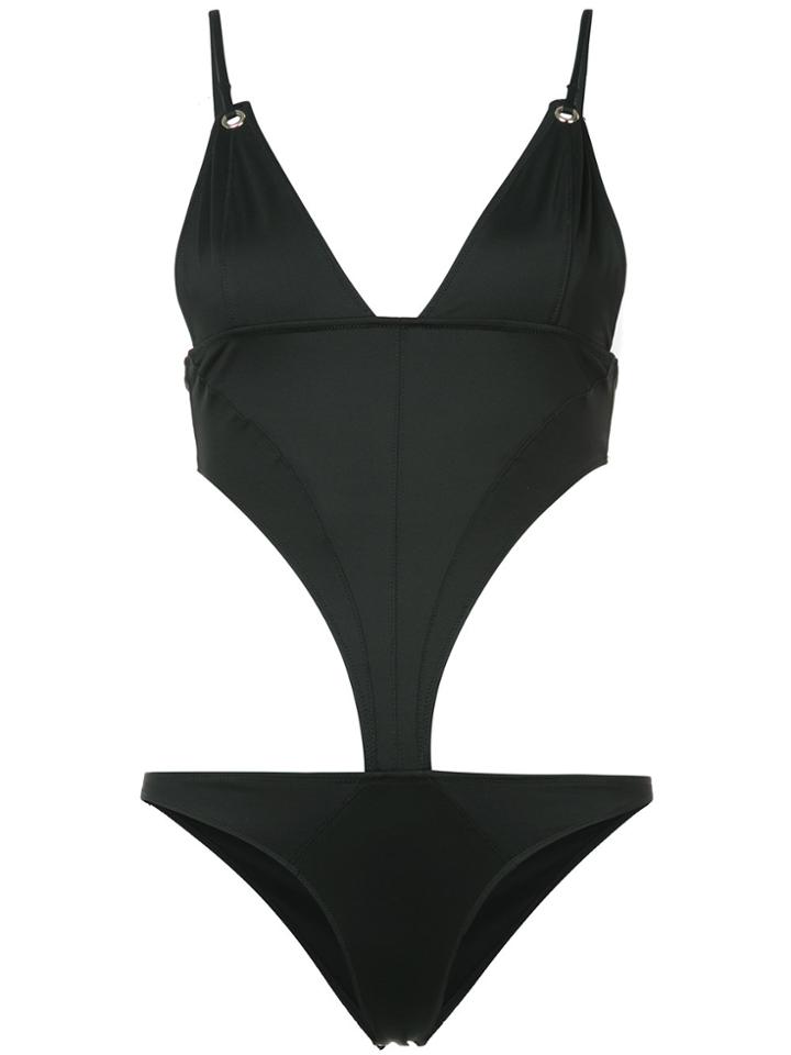 Fleur Du Mal Triangle Cut Out Swimsuit - Black