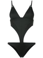 Fleur Du Mal Triangle Cut Out Swimsuit - Black