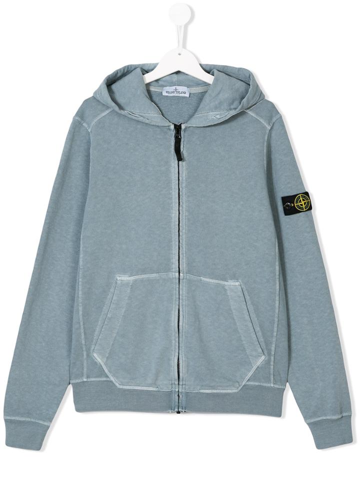 Stone Island Junior Zipped Hoodie - Grey