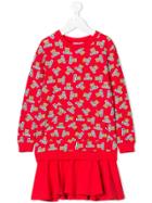 Moschino Kids Teen Teddy Bear Print Dress - Red