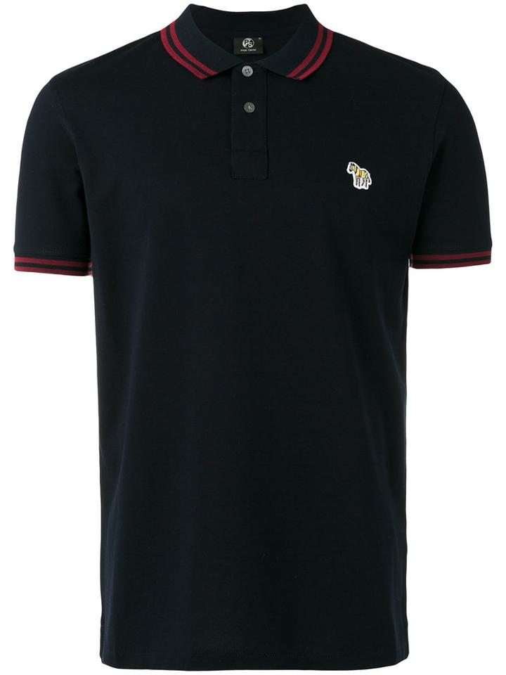 Ps By Paul Smith Slim Fit Polo Shirt With Iconic Branding, Men's, Size: Small, Blue, Cotton