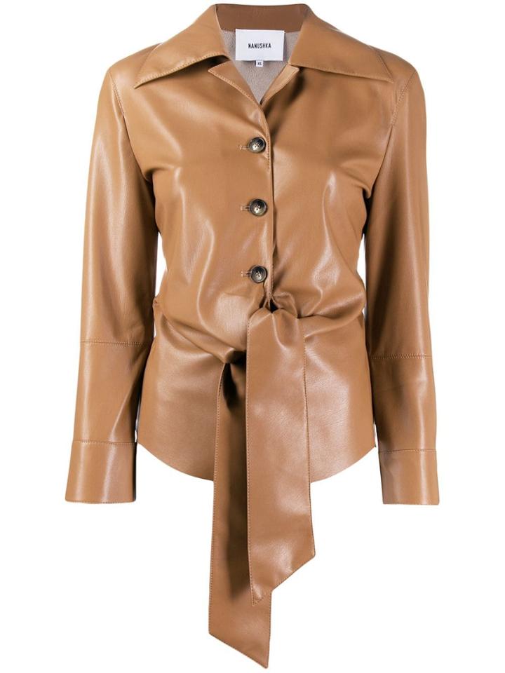 Nanushka Wrap Front Blouse - Brown