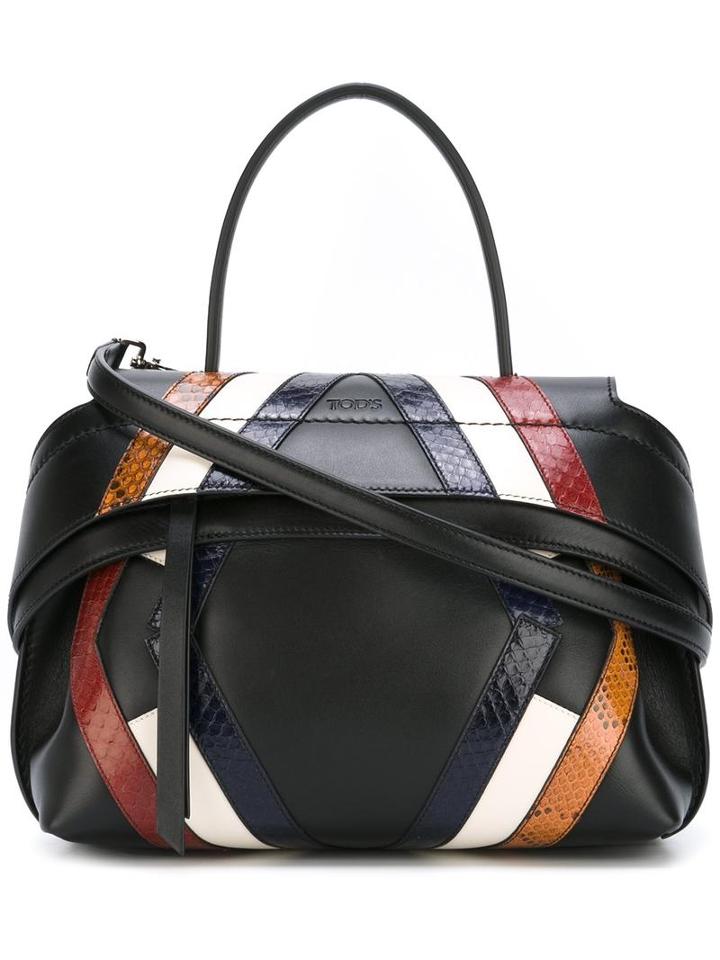 Tod's Medium Cap Closure Tote, Women's, Black
