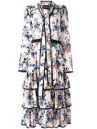Marco Bologna Floral Print Pussybow Dress, Women's, Size: 40, Nude/neutrals, Silk