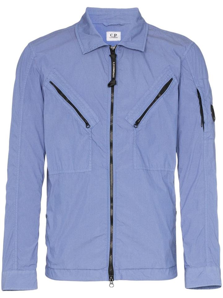 Cp Company Zip Up Overshirt Jacket - Blue