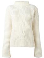 Cédric Charlier Cable Knit Jumper, Women's, Size: 38, White, Wool/alpaca