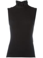 Fendi Ruffled Collar Knit Top, Women's, Size: 42, Black, Silk/cotton/viscose/cashmere