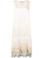 Jil Sander Crochet Hem Shift Dress - Neutrals