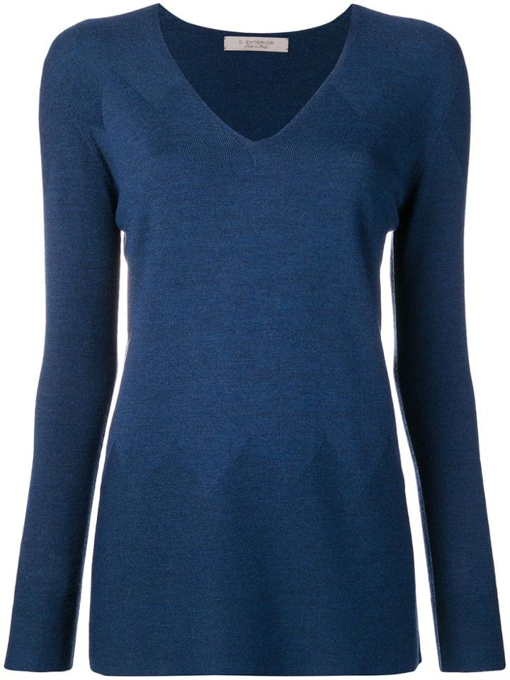 D.exterior V-neck Sweater - Blue