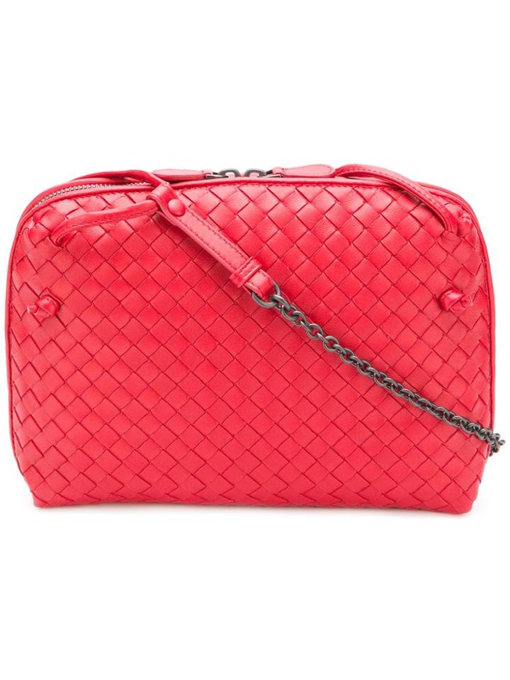 Bottega Veneta Intrecciato Small Shoulder Bag - Red