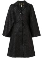 Fendi Pre-owned Zucca Pattern Belted Coat - Black