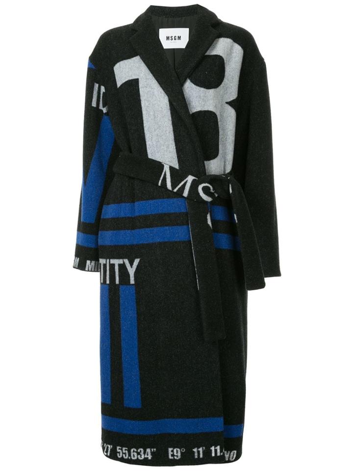 Msgm Intarsia Coat - Black