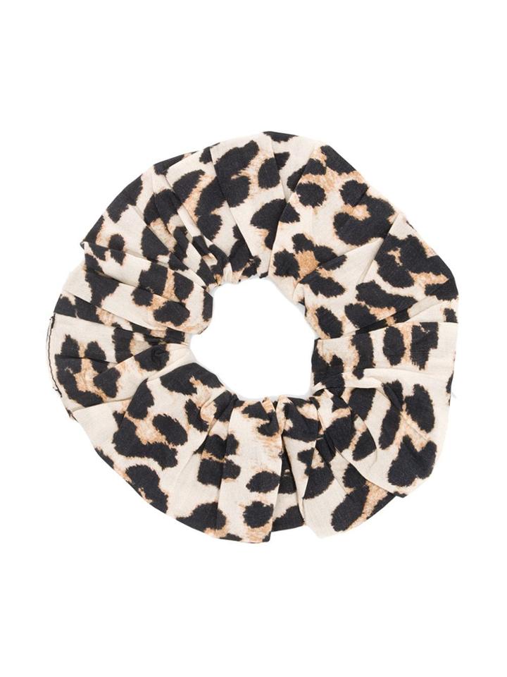 Ganni Leopard Print Scrunchie - Neutrals