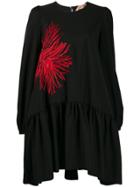 Nº21 Embroidered Flower Shift Dress - Black