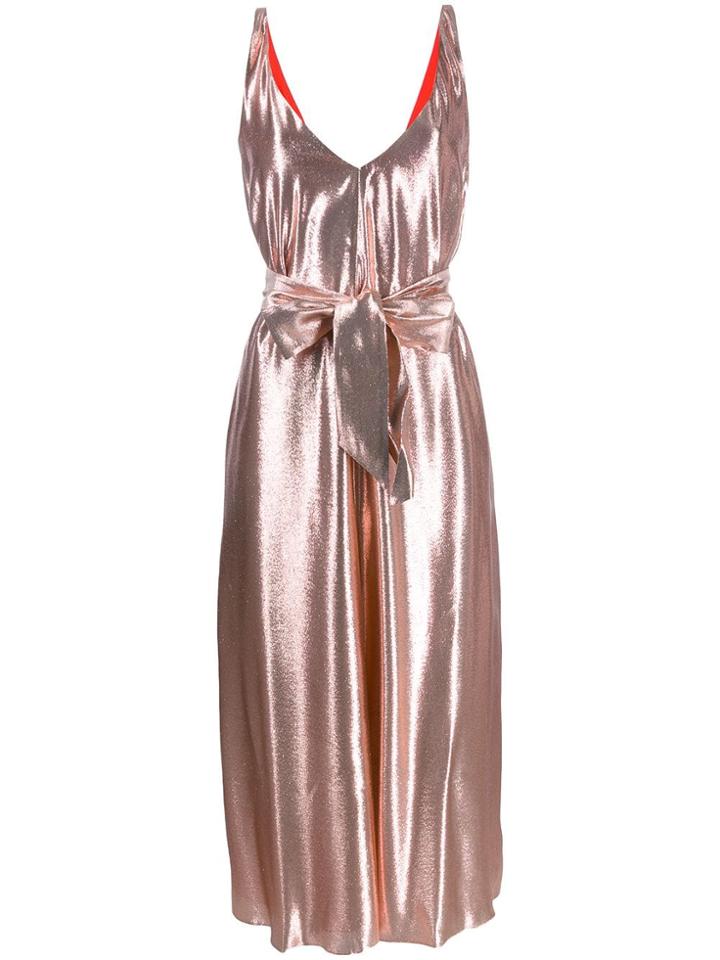 Indress V-neck Belted Dress - Pink