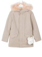 Yves Salomon Enfant - Hooded Parka - Kids - Cotton/rabbit Fur/polyester/marmot Fur - 8 Yrs, Grey