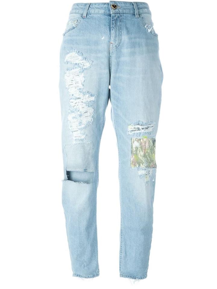 Twin-set Distressed Boyfriend Jeans, Women's, Size: 27, Blue, Cotton/spandex/elastane