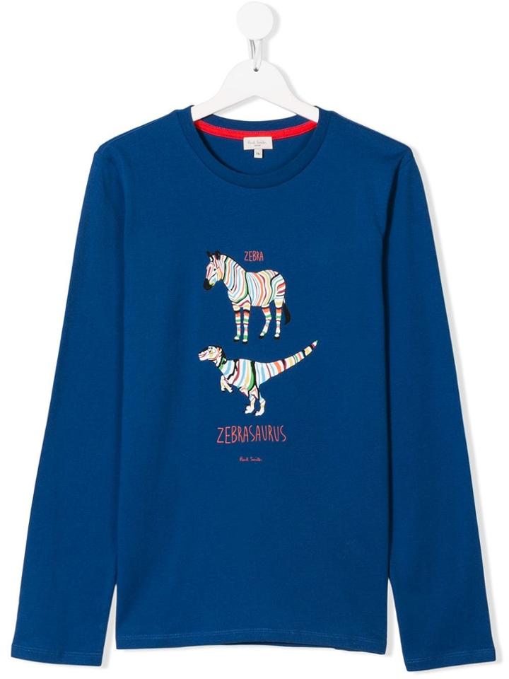 Paul Smith Junior Teen Zebrasaurus Long Sleeve T-shirt - Blue