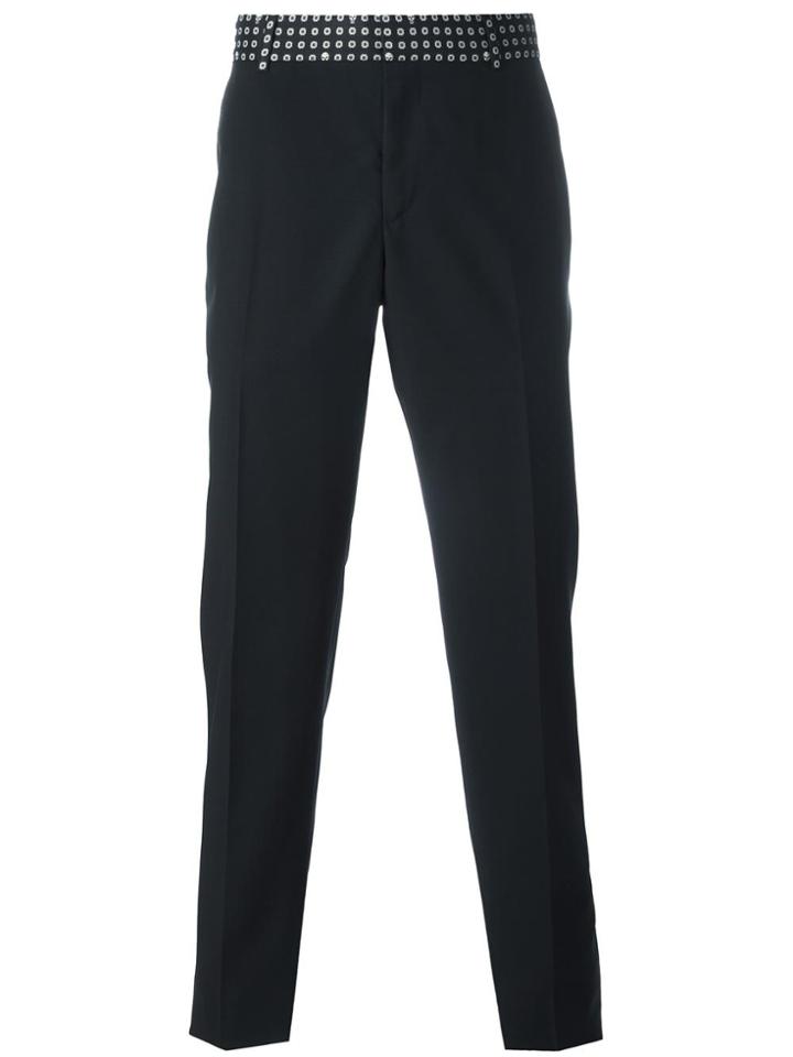 Alexander Mcqueen Printed Waistband Straight-leg Trousers - Black