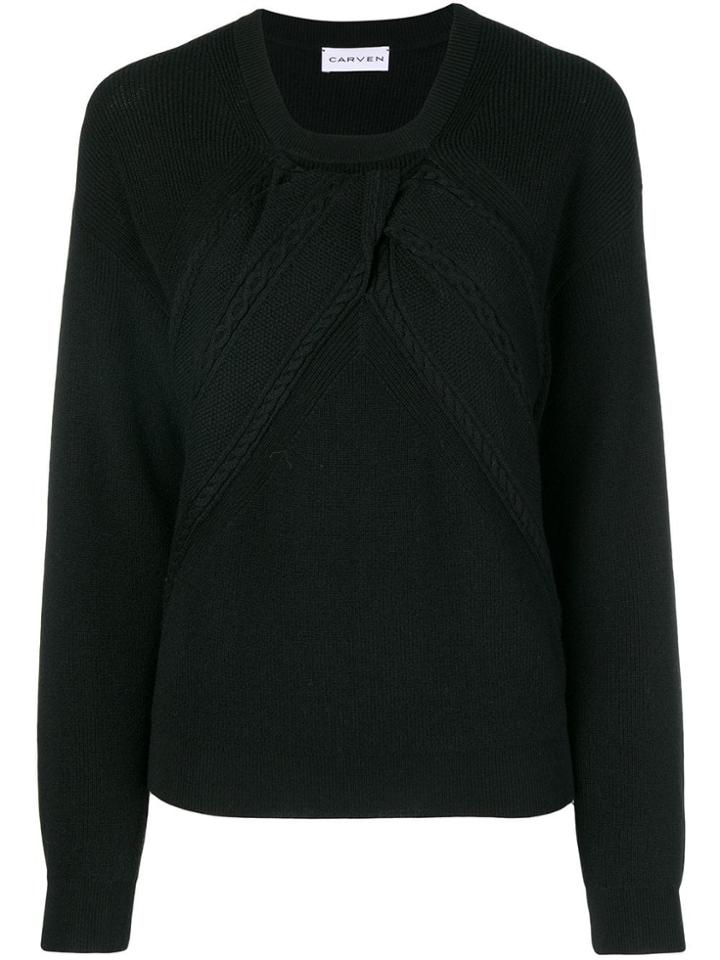 Carven Draped Cable Sweater - Black