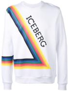 Iceberg Triangle Print Sweatshirt, Men's, Size: Medium, White, Cotton