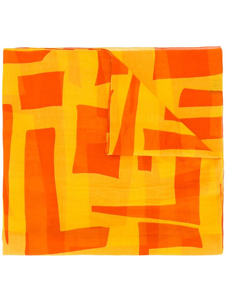 Loro Piana Geometric Print Scarf, Women's, Yellow/orange, Silk/cotton