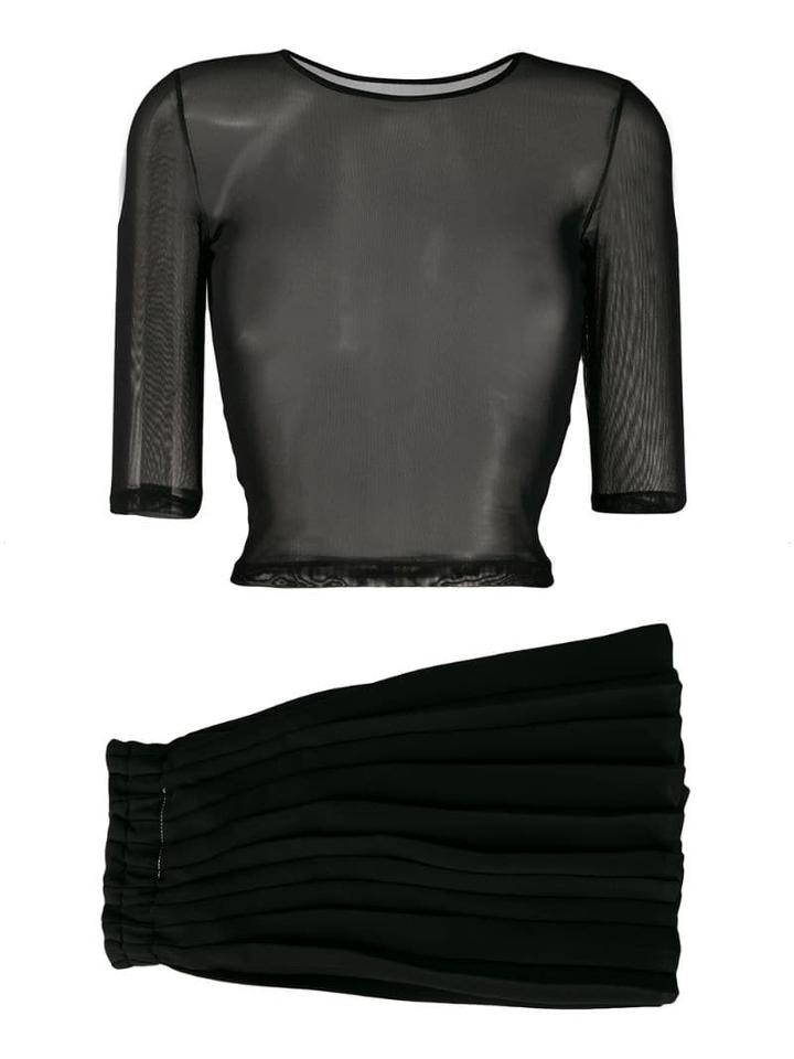 Mm6 Maison Margiela Mesh Cropped T-shirt - Black