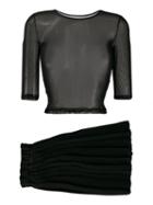 Mm6 Maison Margiela Mesh Cropped T-shirt - Black