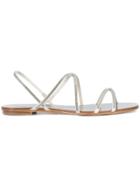 Pedro Garcia Embellished Satin Sandals - Metallic