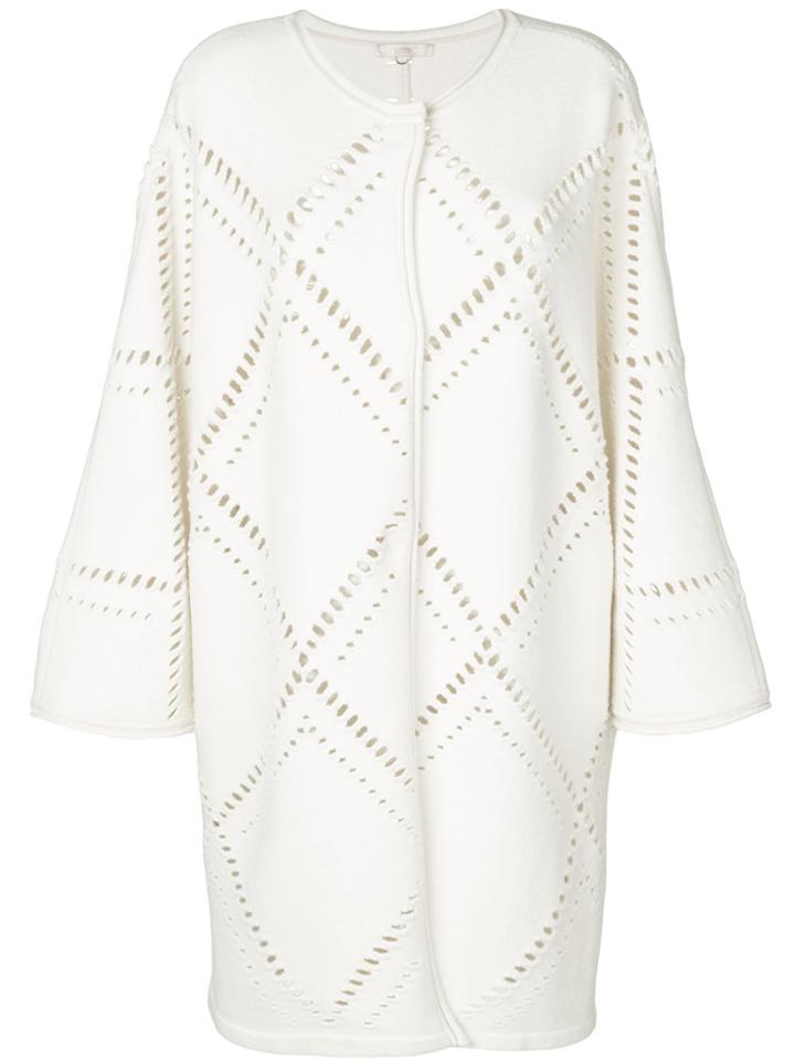 Mantu Perforated Cardi-coat - White