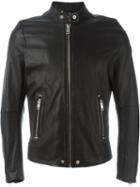 Diesel Zip Leather Jacket, Men's, Size: M, Black, Lamb Skin/polyester
