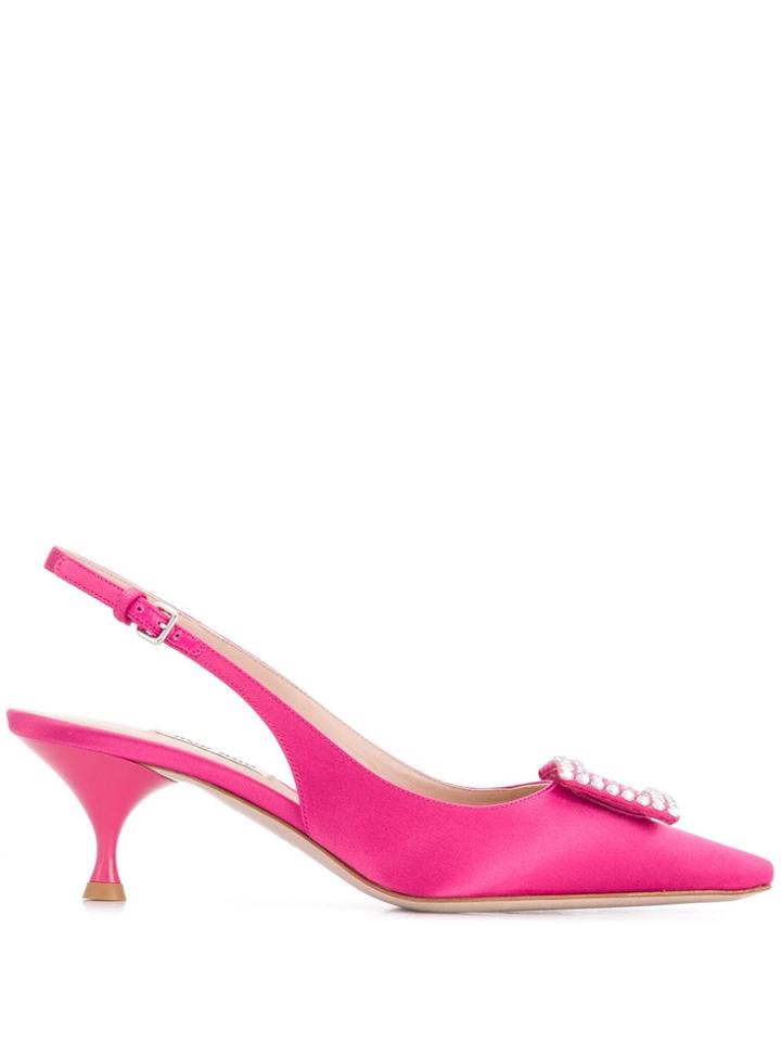 Miu Miu Embellished Slingback Pumps - Pink