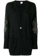 Pinko Embroidered Sleeve Cardigan - Black