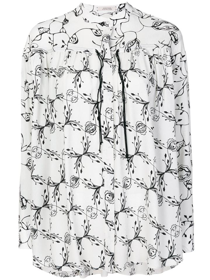 Dorothee Schumacher Printed Tie Neck Blouse - White