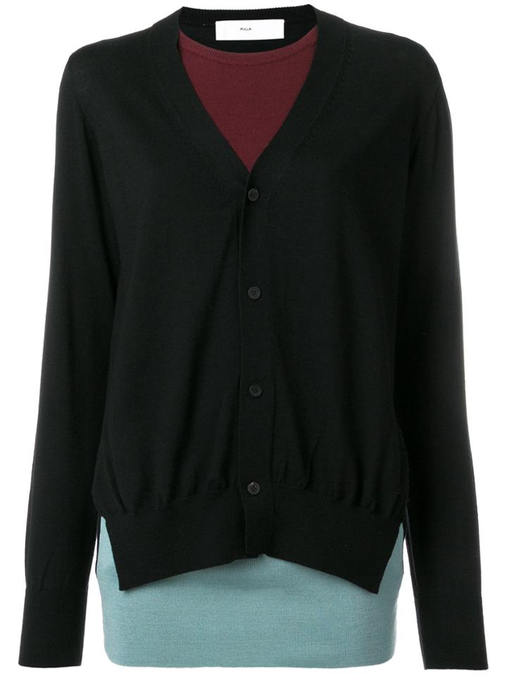 Toga Pulla Layered Cardigan Sweater - Black