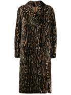 Yves Salomon Ocelot Print Coat - Brown