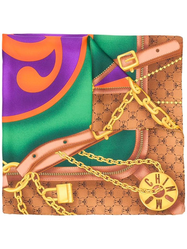 Moschino Suitcase Logo Scarf - Brown