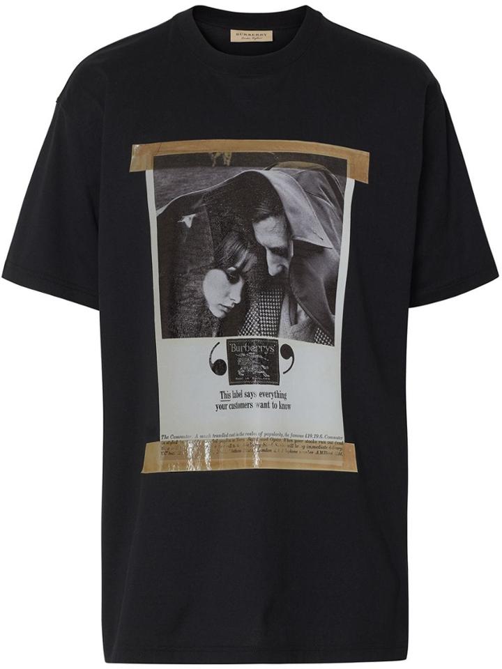 Burberry Archive Campaign Print Cotton T-shirt - Black