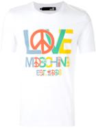 Love Moschino - Peace Logo T-shirt - Men - Cotton/spandex/elastane - Xl, White, Cotton/spandex/elastane