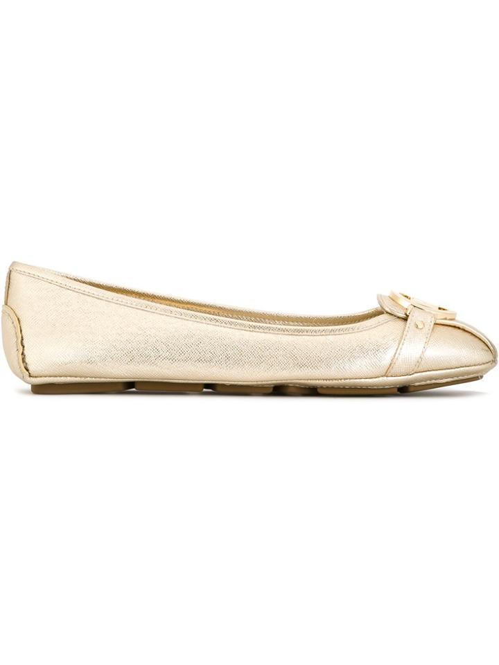 Michael Michael Kors Logo Plaque Ballerinas - Metallic