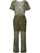 Msgm Lace Jumpsuit, Women's, Size: 44, Green, Cotton/polyamide