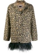 Simonetta Ravizza Feather Trim Leopard Print Coat - Neutrals