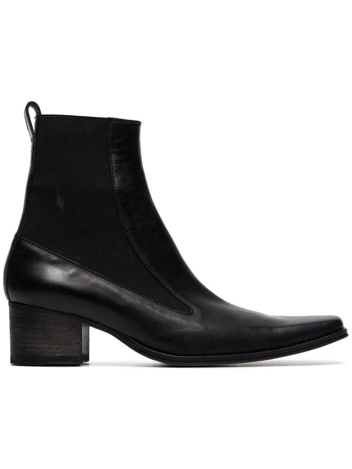 Haider Ackermann Black 50 Square Toe Leather Chelsea Boots